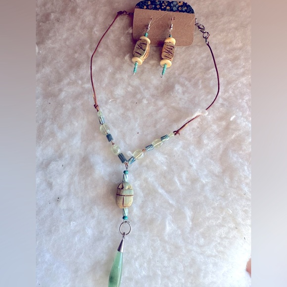 Wooden Bead 90s Y Necklace Handmade - Picture 5 of 8